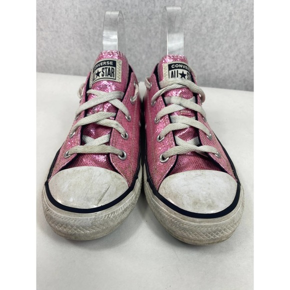 Converse All-star size 3 Barbie Pink Sparkle Youth A01478C Glitter Sneaker Shoe - Picture 2 of 7